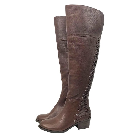 NWOT Vince Camuto Lace Up Leather Riding Boots - Picture 1 of 11